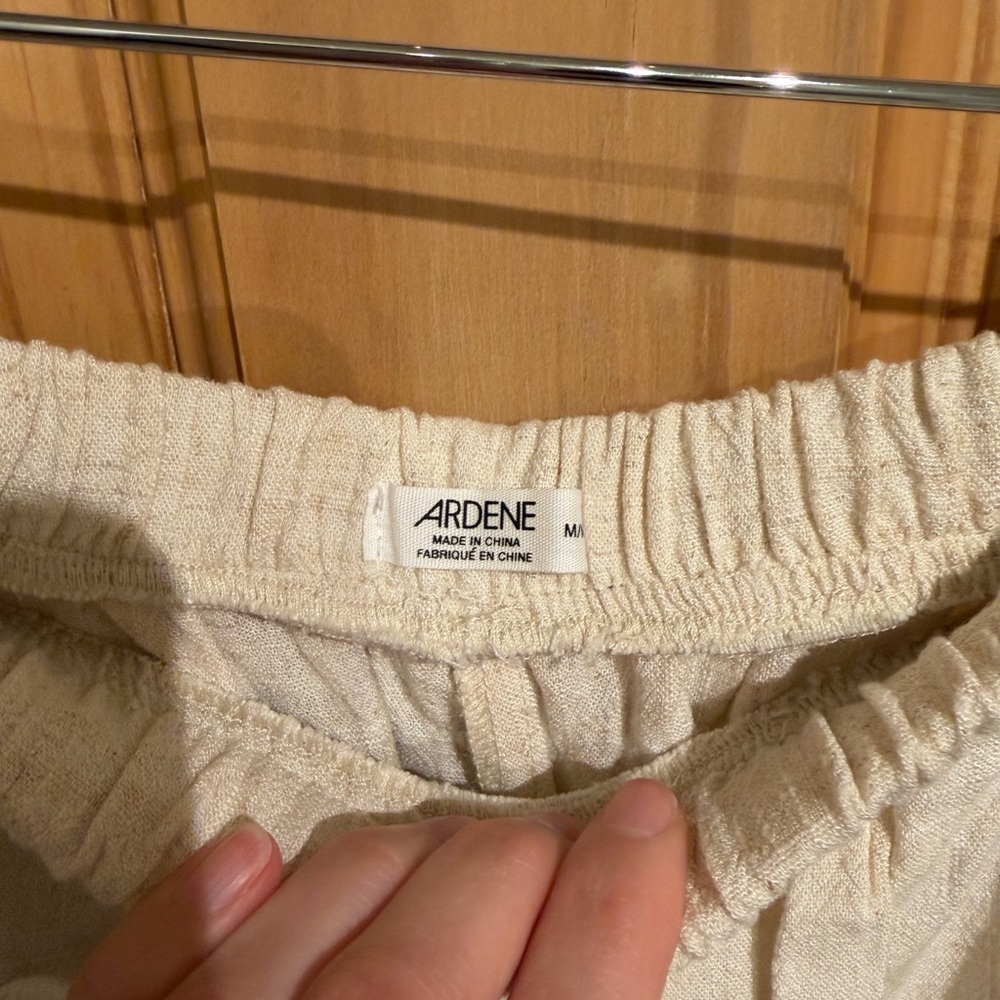 Linen Cream Wide Leg Linen Summer Beach Pants - Picture 7 of 11